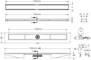 Душевой лоток Berges Wasserhaus B1 Keramik 090118 70 Матовый хром